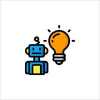A robot and a light bulb icon vector