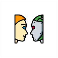 Two robots face each other in a square vector