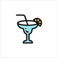 A cartoon drink with a straw and a lemon slice vector