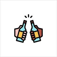 Two hands holding two bottles of beer vector