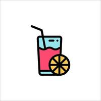 A drink with a slice of lemon and straw vector