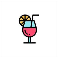 A drink with a slice of lemon and a straw vector
