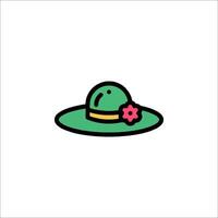 A green hat with a flower on it vector