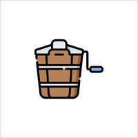A wooden bucket with a handle on it vector