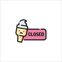 A closed sign with an ice cream cone in it vector