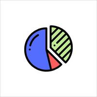A pie chart icon with a red and blue stripe vector