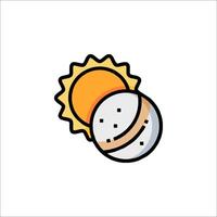 The sun and moon are shown in a flat line icon vector