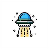 An illustration of a flying saucer with a blue dome vector