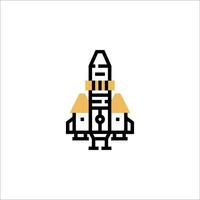 A pixel style illustration of a rocket vector