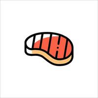 A steak is shown in a flat line style vector