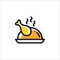 A chicken on a plate icon vector
