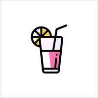 A drink with a slice of lemon and a straw vector
