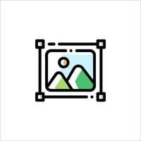 A photo of mountains and a sun in the frame vector