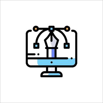 A computer monitor with a pen on it vector