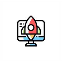 A colorful rocket on a computer monitor vector