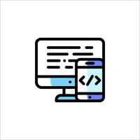 A computer and phone icon on a white background vector