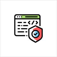 A web page with a check mark and a shield vector