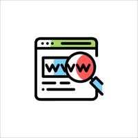 A magnifying glass is pointing at a website vector