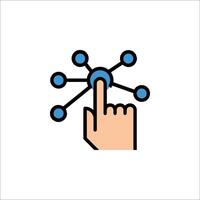 A hand pressing a button with a network icon vector