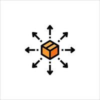 An orange box surrounded by arrows vector