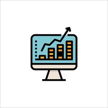 A computer monitor with a graph on it vector