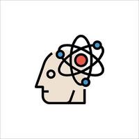 An icon of a man's head with an atom symbol vector