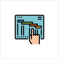 A hand pointing at a project timeline icon vector