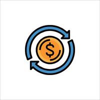 A dollar sign in a circle with arrows pointing to it vector