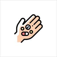A hand with pills on it, with a white background vector