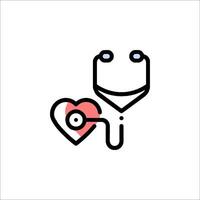 A stethoscope and heart icon vector