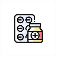 A jar of medicine and pills on a white background vector