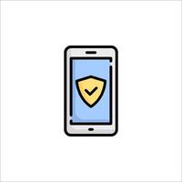A smartphone with a shield icon on it vector