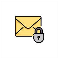 Email envelope icon with lock illustration vector