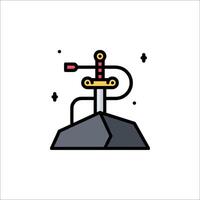 A sword on top of a rock with a light on it vector