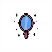 A pink mirror with a blue handle on it vector