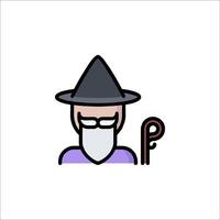 A wizard with a hat and a cane vector