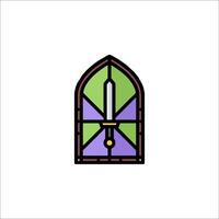A stained glass window with a sword inside vector