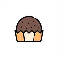 A cupcake icon with a chocolate frosting vector