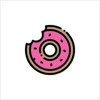A donut with pink icing on it is shown in this illustration vector