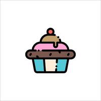A cupcake icon with a pink and blue top vector