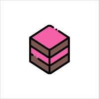 A pink and brown cake icon vector