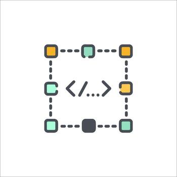 A square icon with the word code in it vector