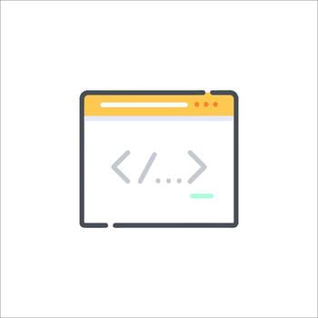 un web página con un código símbolo en eso vector