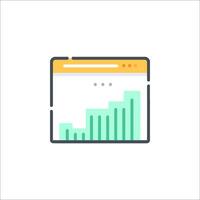 A flat line icon of a bar chart vector