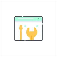 A wren and wrench icon on a computer screen vector