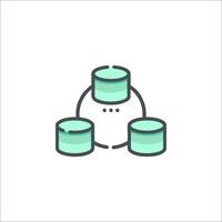 A green icon of three stacked data storage containers vector
