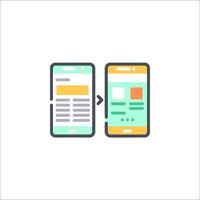 Two smartphones with different screens and different colors vector