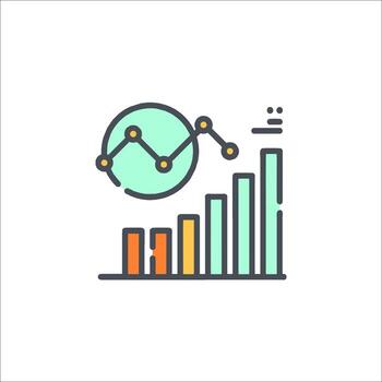 An icon of a graph with a bar chart vector