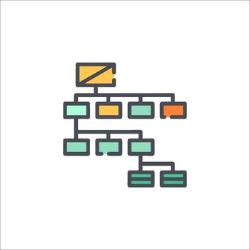 A line icon of a tree with a number of different items vector