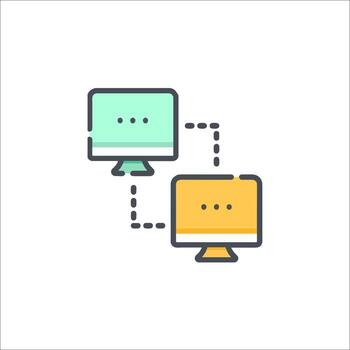 A computer monitor with two monitors connected to each other vector